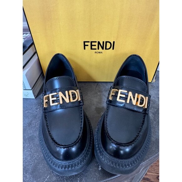 Fendi Shoes - Fendi Vitello Abrasivato Fendigraphy 50mm Loafers Size 36 6